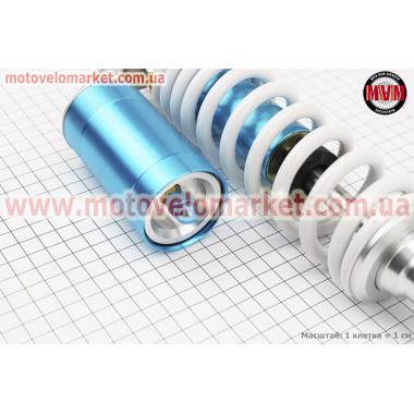 Амортизатор задний GY6/Honda - 315мм*d60мм (втулка 12мм / вилка 8мм) газовый регулир., белый