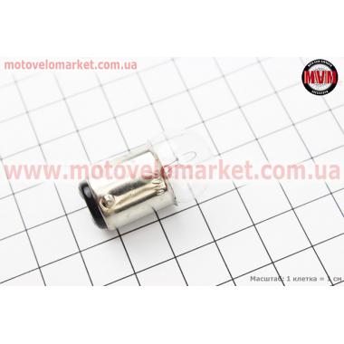 Лампа поворота (белая с цоколем) 12V/10W G18 BA15D (+/- контакты внизу) - 10шт