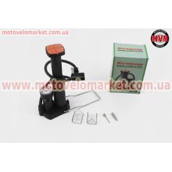 Насос ножной "напольный" с манометром, 170 psi/12 bar, под штуцера Schrader&Presta, черный FP-9809D
